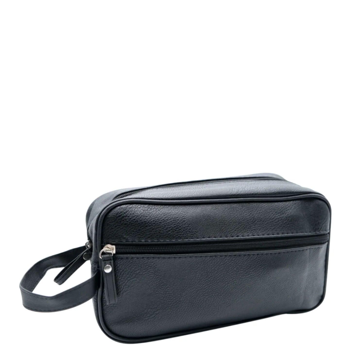 Luxury Vegan Leather Wash Bag - black