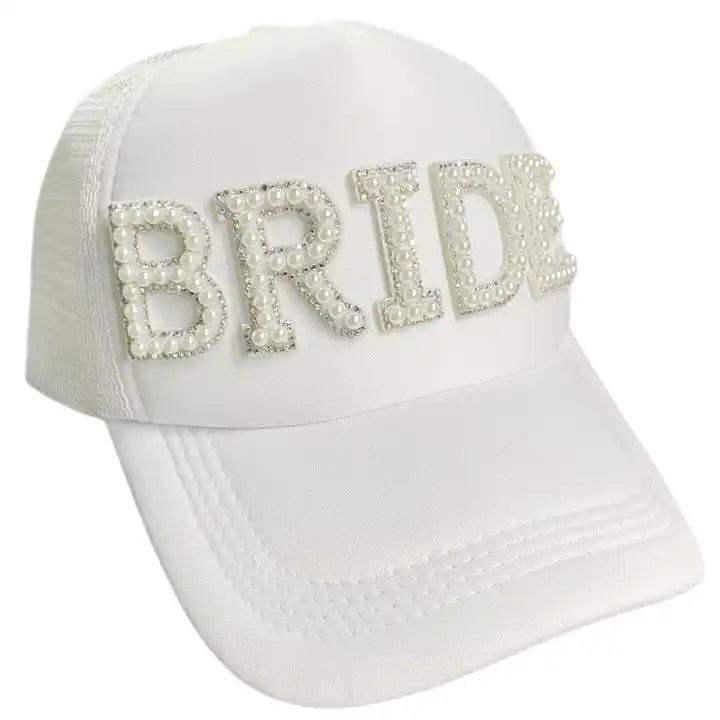 Bride White Pearl Embellished Cap