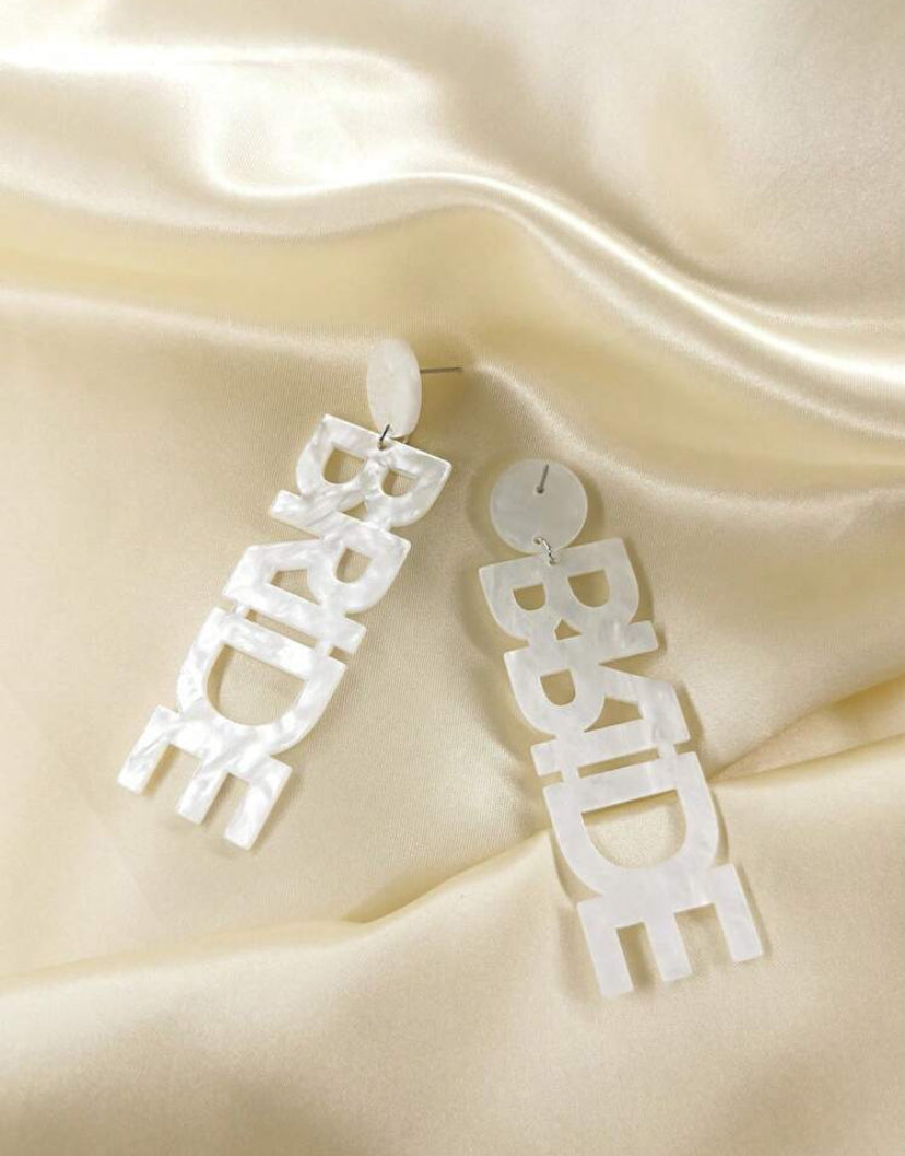 Acrylic Letter Earrings - bride