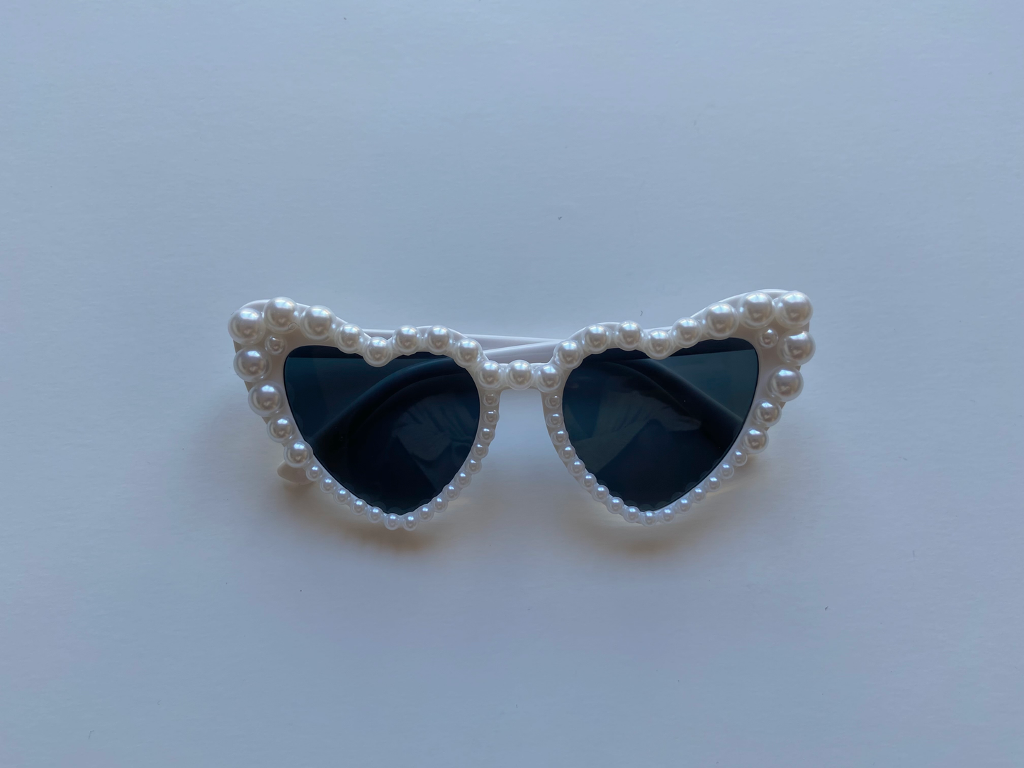 White pearl heart shaped sunglasses