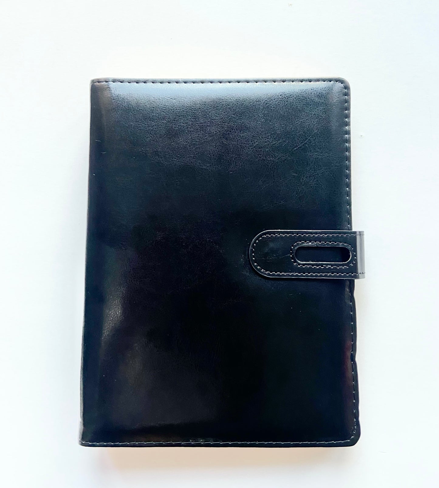 Luxury black leather bound notebook