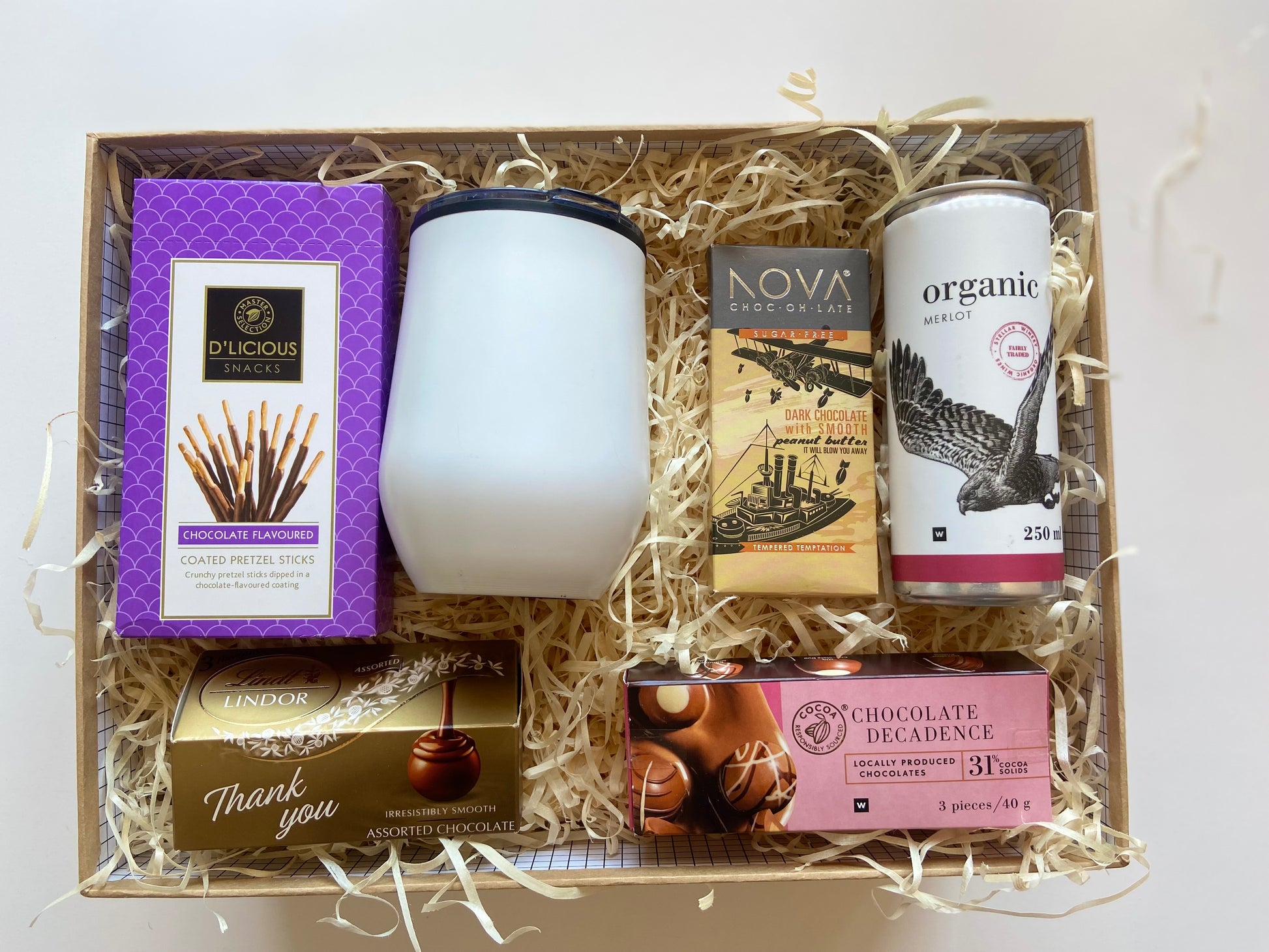 Gift box chocolate wine travel mug